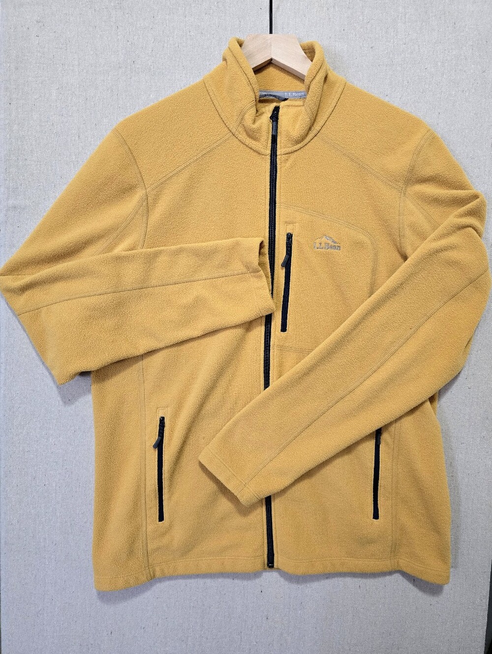 L.L.Bean Men’s Medium Yellow Full Zip Fleece Jacket Hiking Gorpcore Outdoor